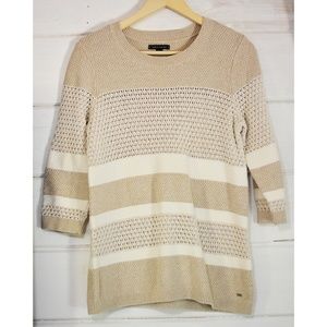 Tommy Hilfiger Tan and white Stripe sweater Size L